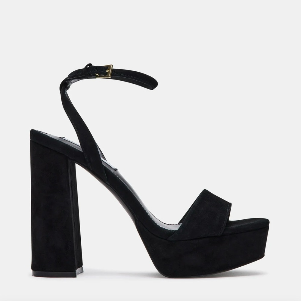 Steve Madden Black Block Heel Lessa Sandals